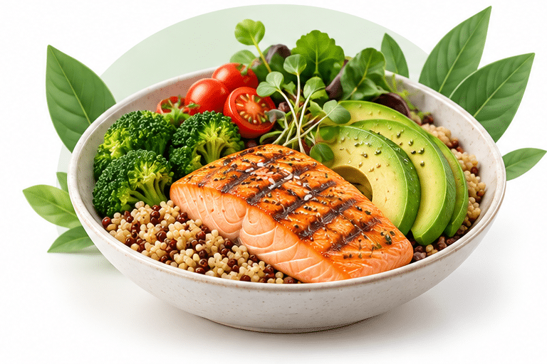 Healthy nutrition and body composition illustration